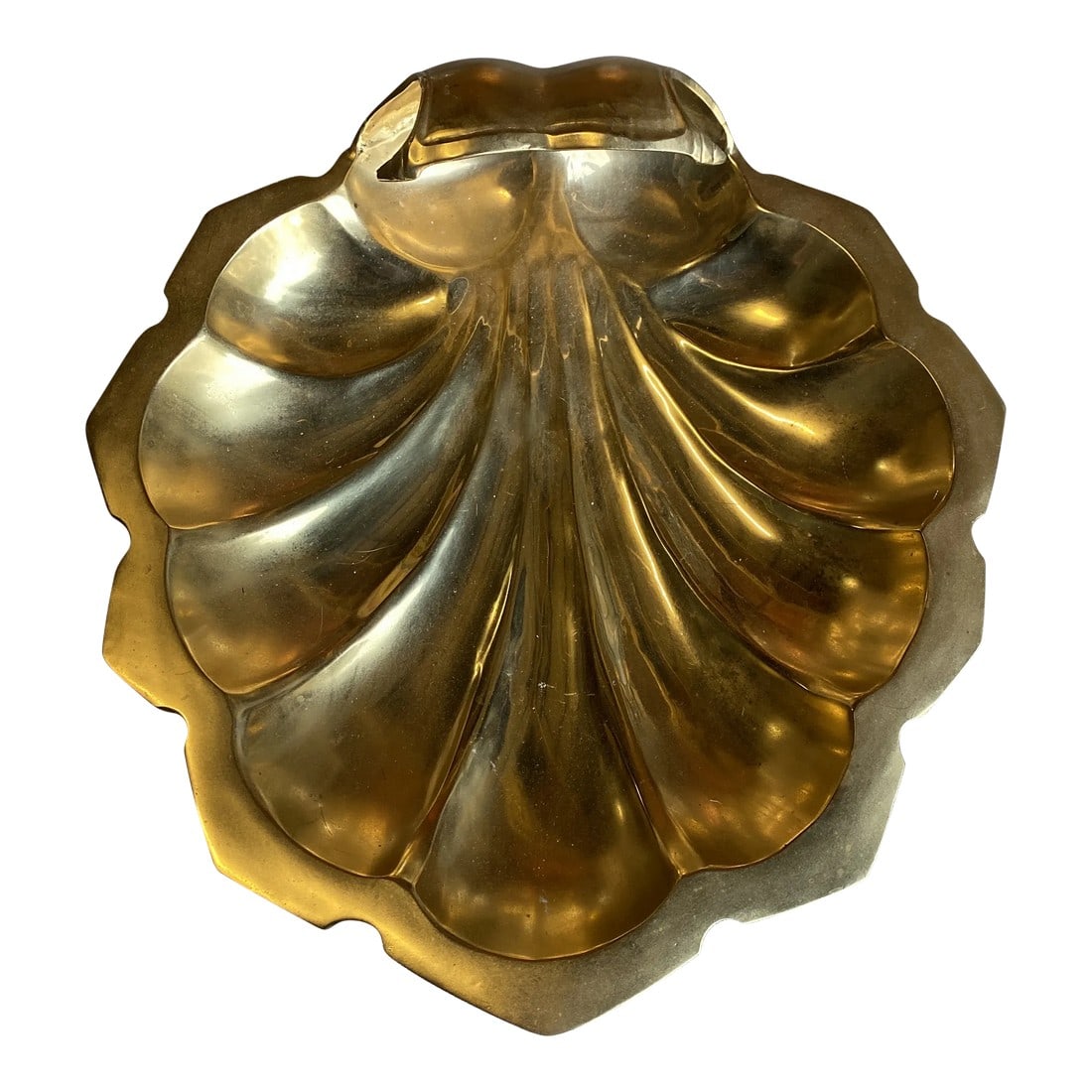 1970s Solid Brass Footed Shell Bowl (1 of 5)