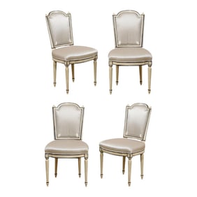 French Carved & Upholstered Chairs - Set of 4