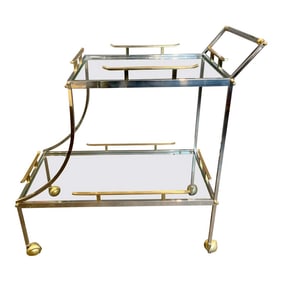 Italian Mixed Metal Two-Tier Bar Cart
