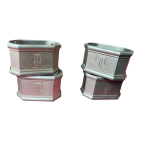 Vintage P Monogrammed Collection of Napkin Rings - Set of 4