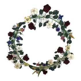 Painted Iron & Tole Wreath Wall Sculpture