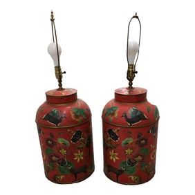 1990s Decoupage Table Lamps - a Pair
