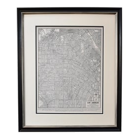Framed Vintage Los Angeles, Ca Map - Authentic Vintage 1944 Map