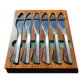 1960s Mid Century Modern Wall Hanging Knife Set in Brazilian Rosewood- Set of 6