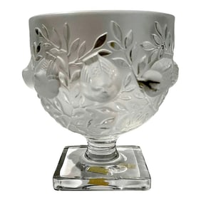 Late 20th Century Lalique France Crystal "Elisabeth" Sparrow Vase