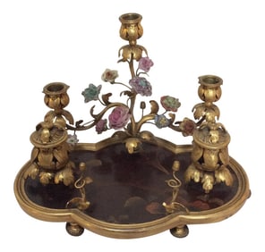 Late 19th Century French Lacquer & Bronze Encrier Inkwell