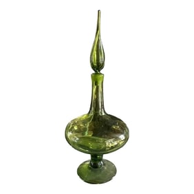 Mid-Century Modern Green Blenko Glass Bottle