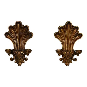 Vintage Gilded Syroco Hollywood Regency Double Candle Wall Sconces a Pair