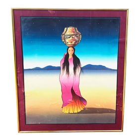 Original R C Gorman Signed Lithograph 'The Water Carrier', Framed
