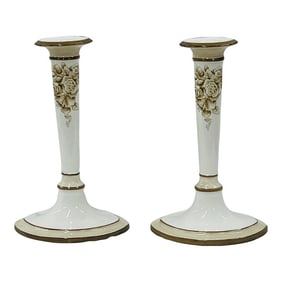 Vintage Italian Oval Base Candleholders by Global Views - a Pair