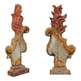Italian Flame Fragment Wall Decorations- a Pair