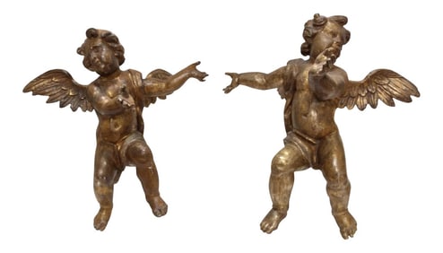 18th Century Angels on Lucite Stands - A Pair