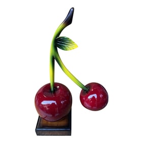 1990s Wooden Cherry Table Centerpiece