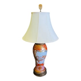 Antique Porcelain Kutani Lamp
