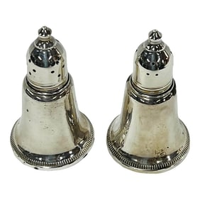 Mid Century Bell Shaped Sterling Salt and Pepper Shakers Marked Duchin - a Pair