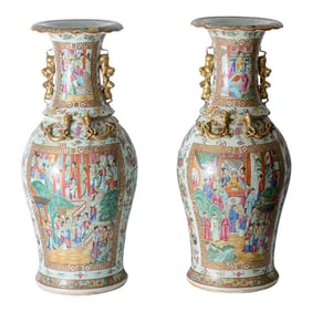 Chinese Export Porcelain Rose Medallion Vases, Canton, C.1870, A-Pair