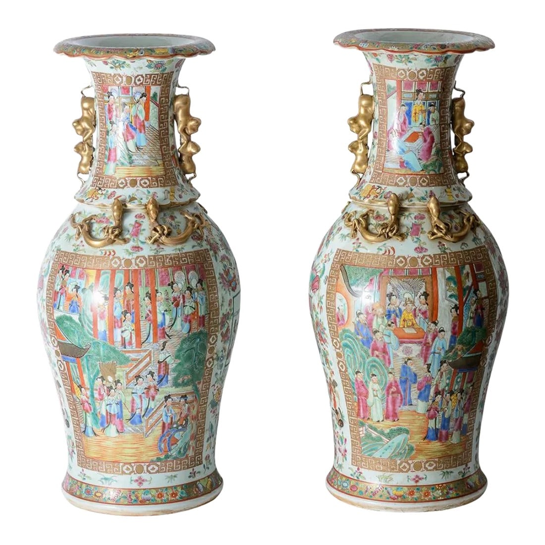 Chinese Export Porcelain Rose Medallion Vases, Canton, C.1870, A-Pair (1 of 13)