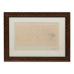 Jeanne Bardey Reclining Nude Etching Framed With Glass 19th Century