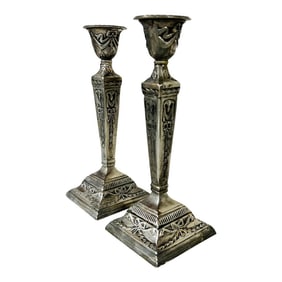 Silverplate Candlesticks With Bows and Swags Neoclassical Pattern