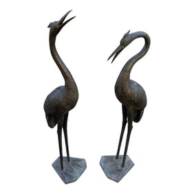 Pair of 1970s Large Metal Standing Birds