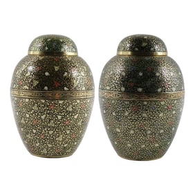 Late 19th Century Decorative Brass Urns - A Pair