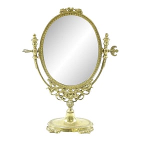 Antique European Brass Mirror Stand