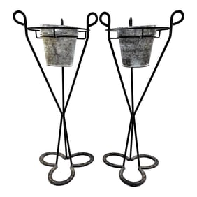 1950's Cowboy Lucky Horseshoe Plant Stands - Pair