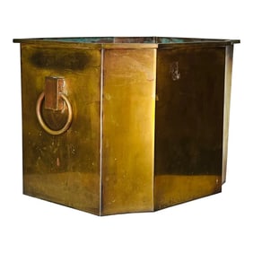 Mid Century Brass Cachepot With Knocker Handles