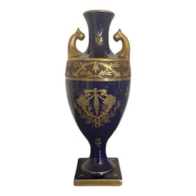 Antique Late 19th Century French Cobalt and Gold Urn