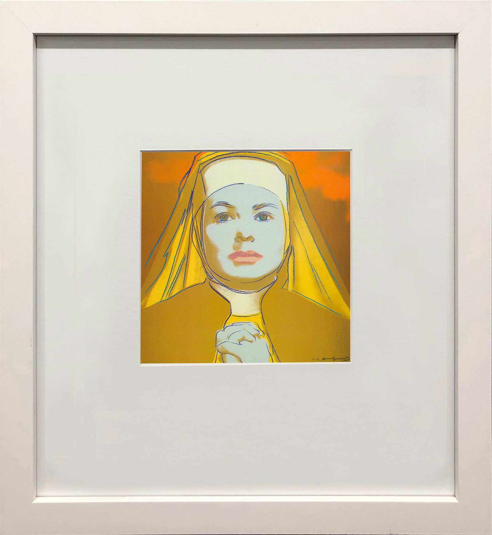 Andy Warhol - Portrait of Ingrid Bergman the Nun - 1983 Offset Lithograph 8" x 8": Title: Andy Warhol - Portrait of Ingrid Bergman the Nun - 1983 Offset Lithograph 8" x 8" Artist: Andy Warhol Title: Portrait of Ingrid Bergman the Nun Description: Portrait of Ingrid Bergman the Nun b