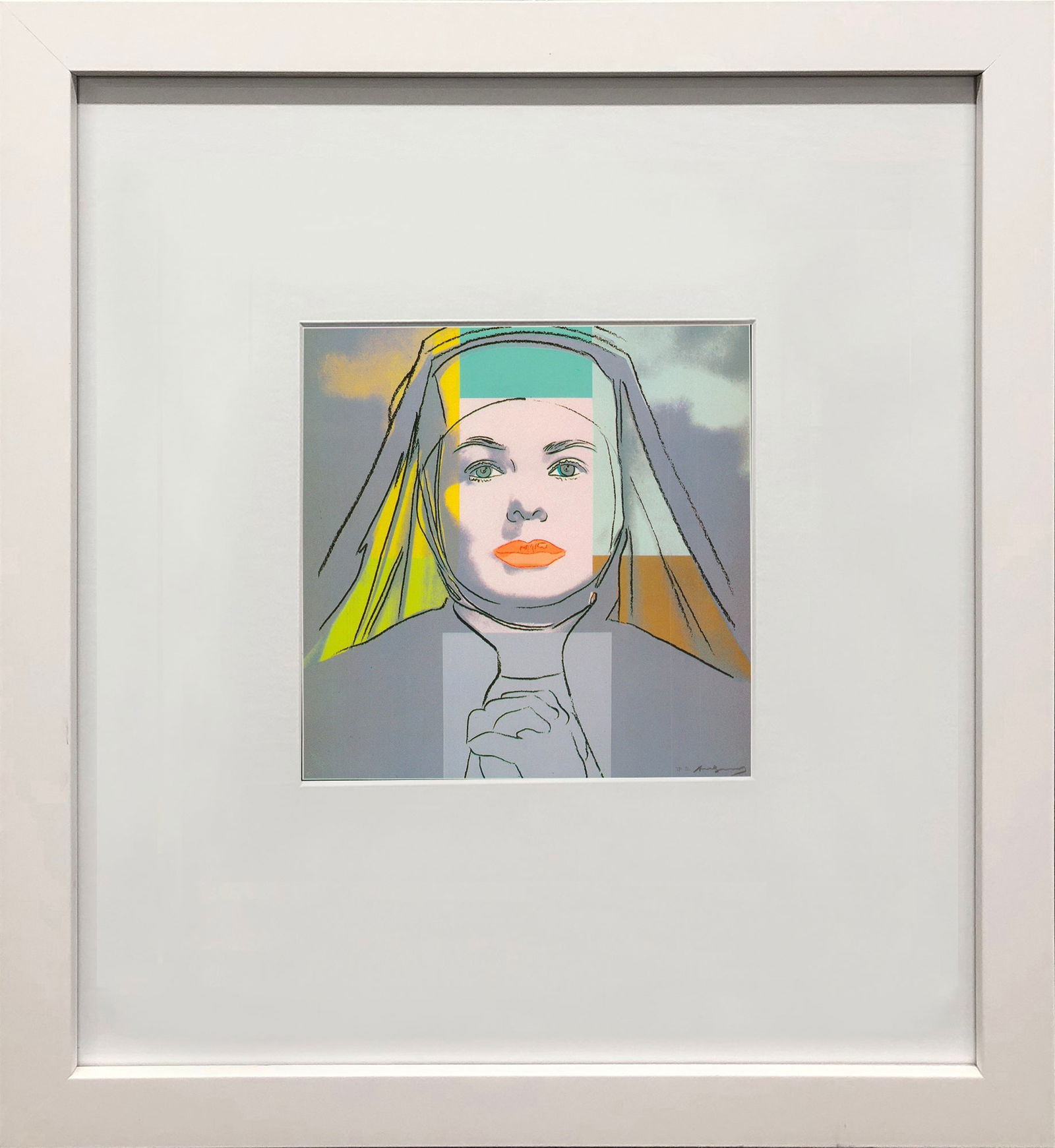 Andy Warhol - Portrait of Ingrid Bergman the Nun - 1983 Offset Lithograph 8" x 8": Title: Andy Warhol - Portrait of Ingrid Bergman the Nun - 1983 Offset Lithograph 8" x 8" Artist: Andy Warhol Title: Portrait of Ingrid Bergman the Nun Description: Portrait of Ingrid Bergman the Nun b