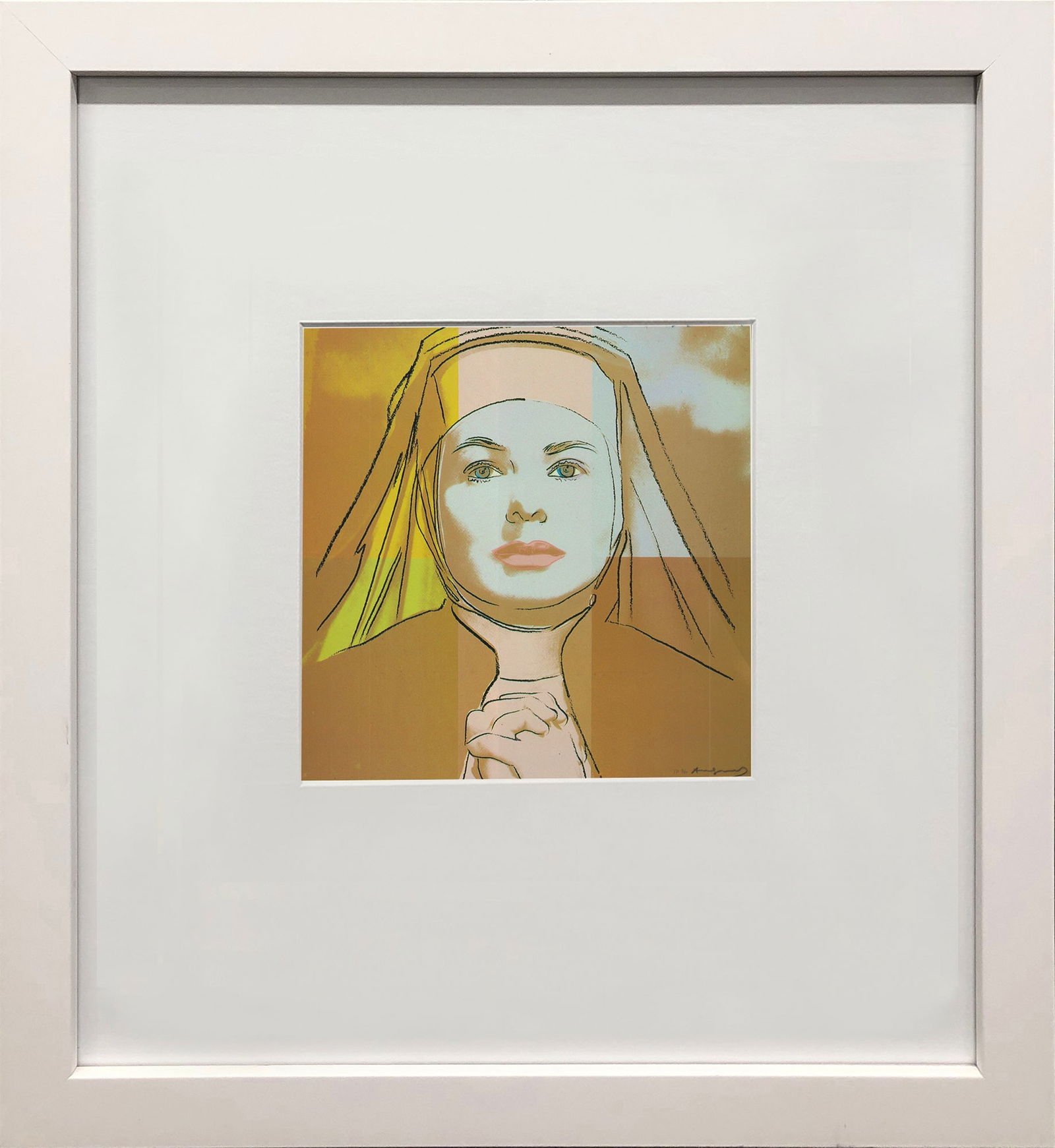 Andy Warhol - Portrait of Ingrid Bergman the Nun - 1983 Offset Lithograph 8" x 8": Title: Andy Warhol - Portrait of Ingrid Bergman the Nun - 1983 Offset Lithograph 8" x 8" Artist: Andy Warhol Title: Portrait of Ingrid Bergman the Nun Description: Portrait of Ingrid Bergman the Nun b