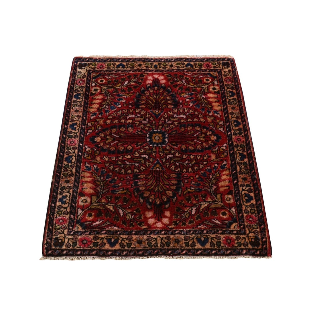 Jalapeno Red Mat Antique Zoroastrian Sarouk Hand Knotted Oriental Rug (1 of 6)