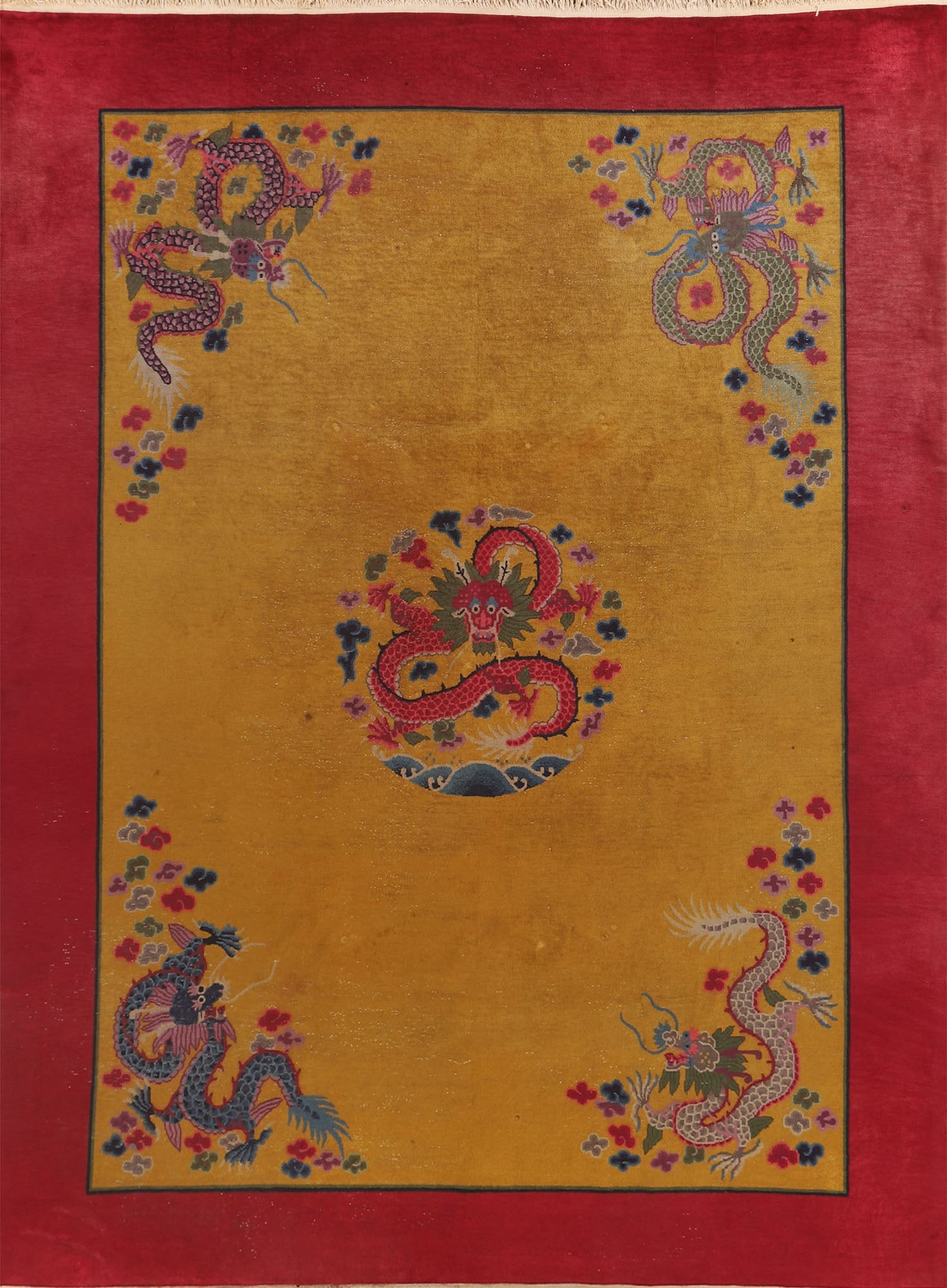 Antique Vegetable Dye Art Deco Nichols Chinese Rug 9x11 (1 of 20)