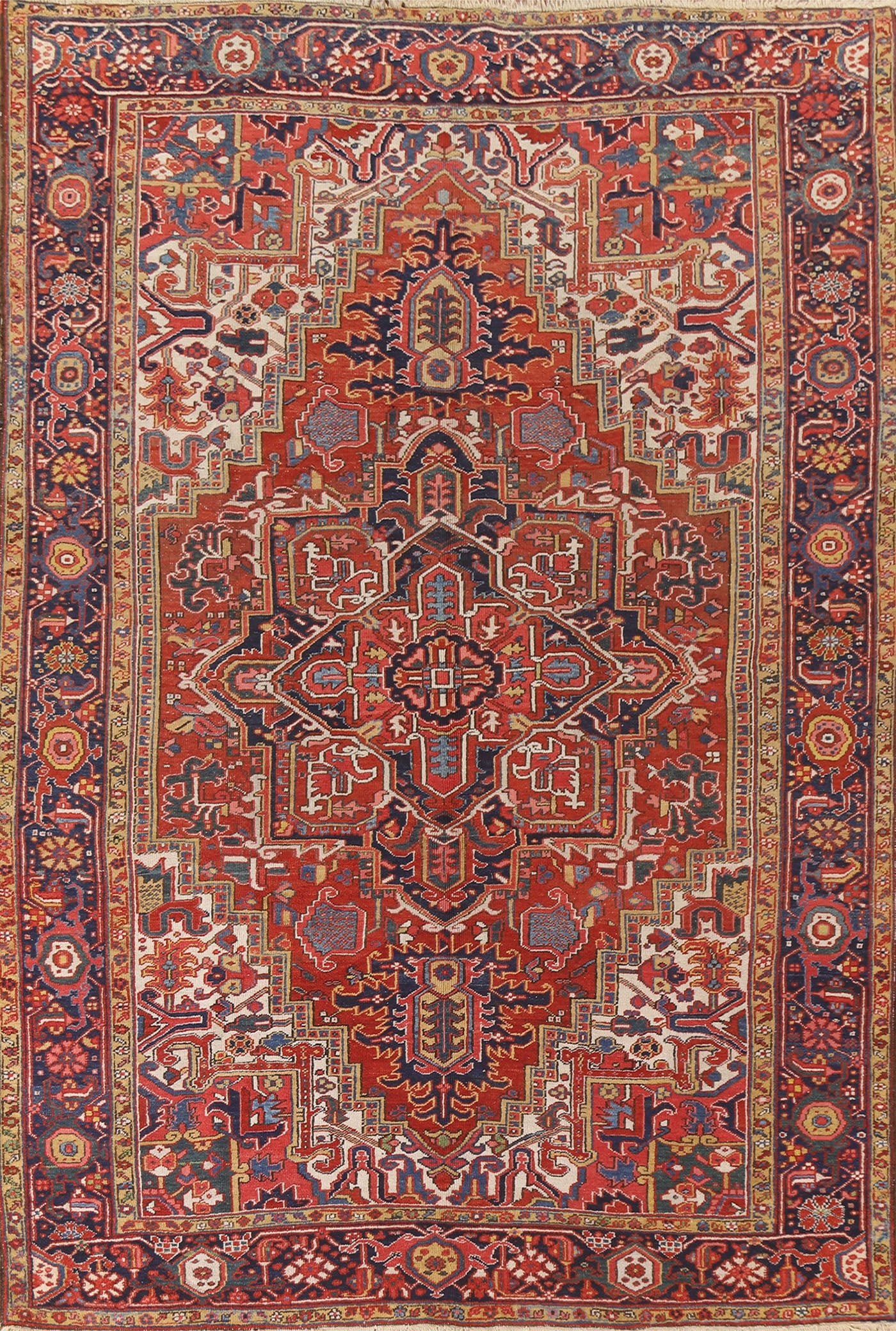 Antique Vegetable Dye Heriz Serapi Persian Area Rug 8x11 (1 of 20)