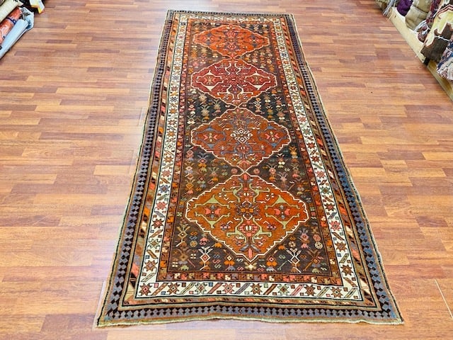 Antique karabagh Caucasian Runner, -4000: Title: Antique karabagh Caucasian Runner, -4000 Description:Antique karabagh Rug from south Caucasian and north of Persian on Caspian ee border, size 3 ft. 9 inches by 9 ft, circa 1910, excelent condi