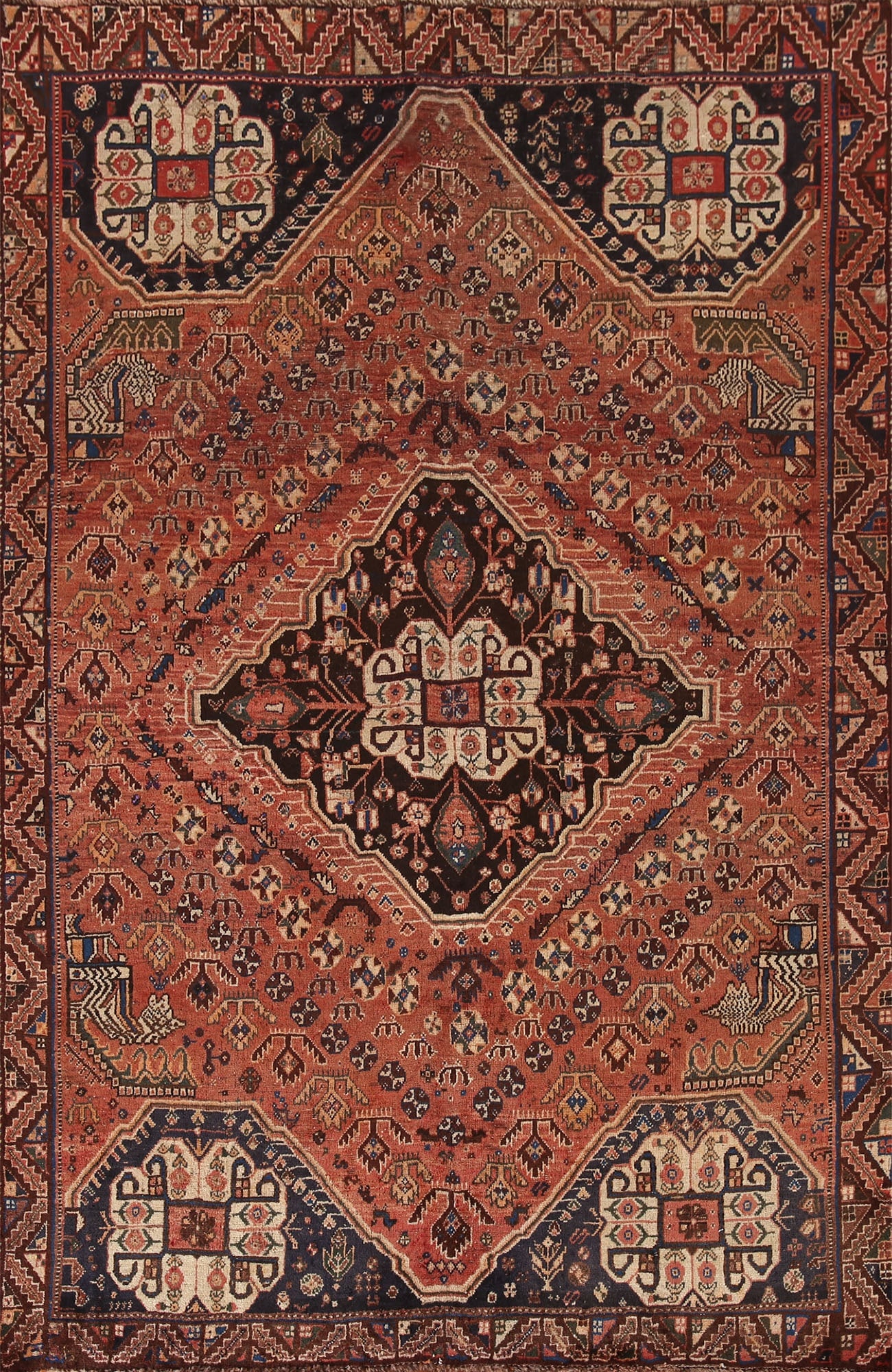 Antique Vegetable Dye Shiraz Persian Area Rug 5x8 (1 of 20)