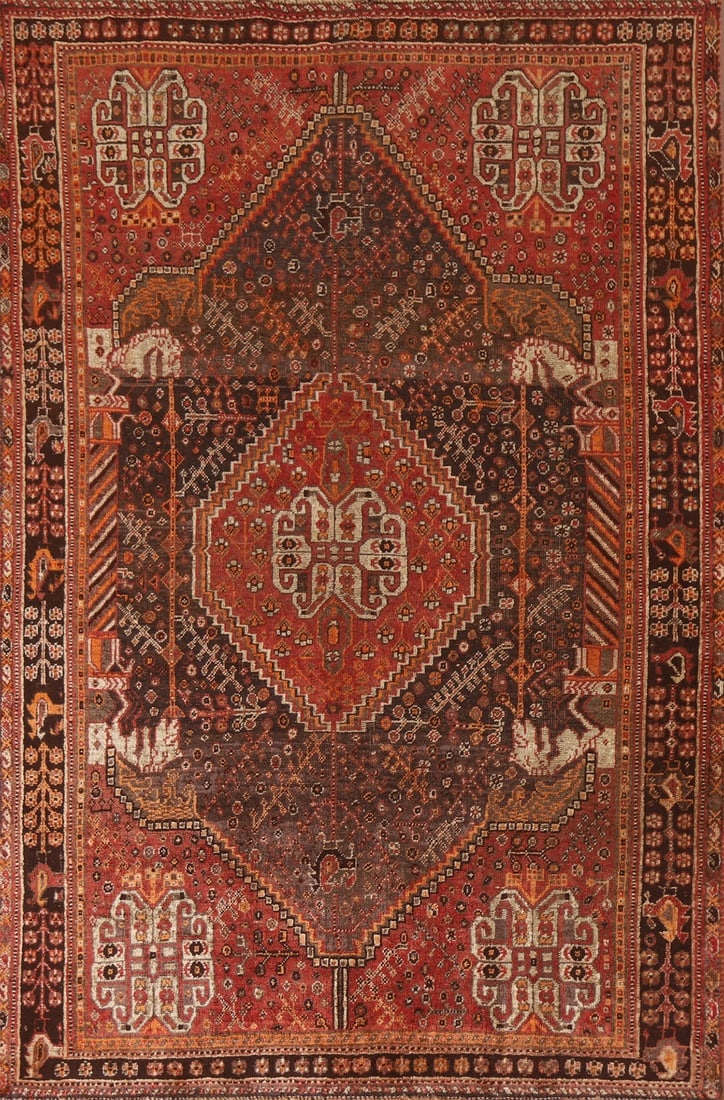Antique Vegetable Dye Shiraz Persian Area Rug 5x8 (1 of 20)