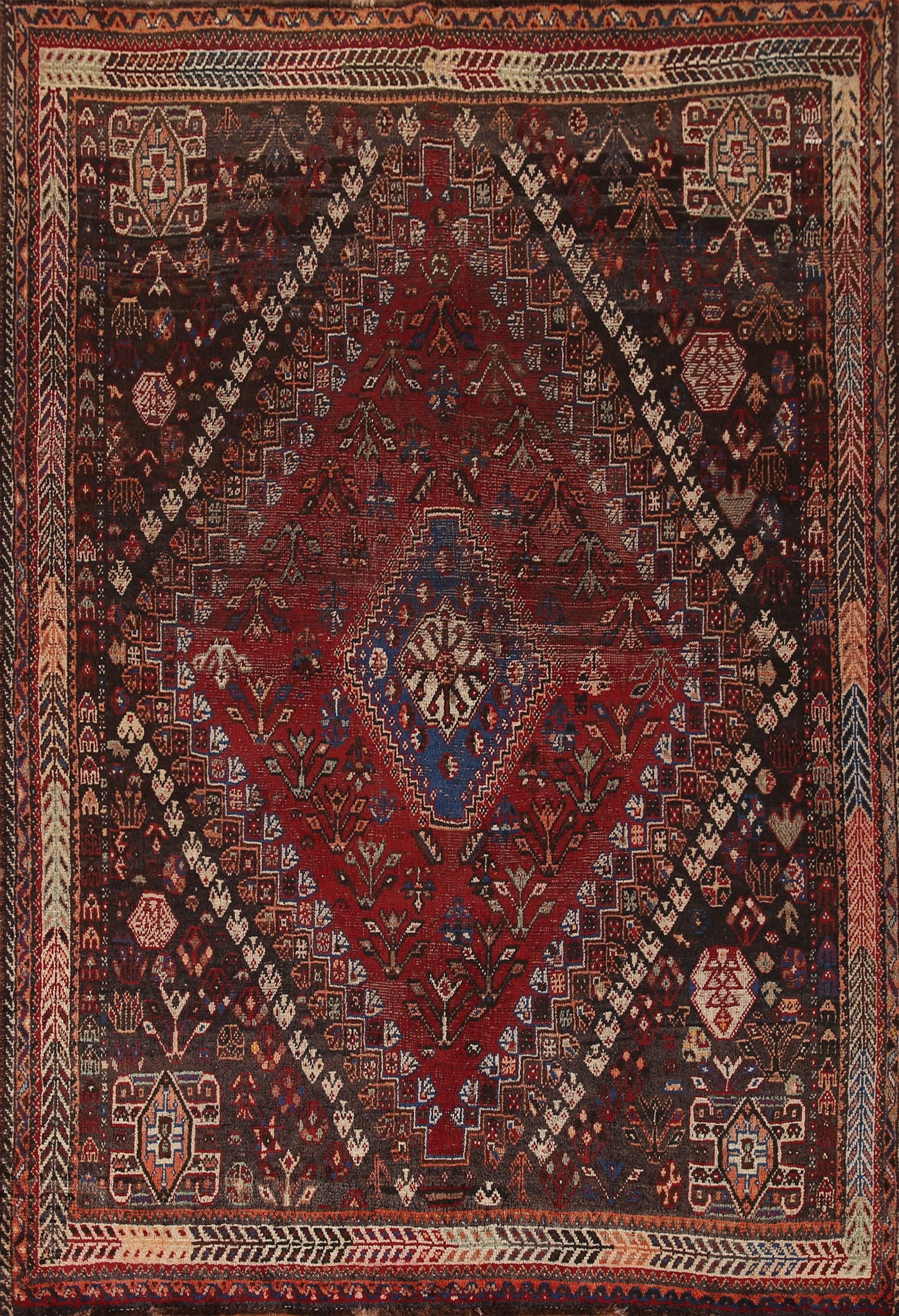 Antique Vegetable Dye Shiraz Persian Area Rug 6x8 (1 of 20)