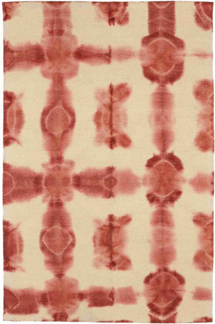 Rusty Red Cream Tie-Dye 5X8 Hand-Tufted Modern Rug (1 of 17)