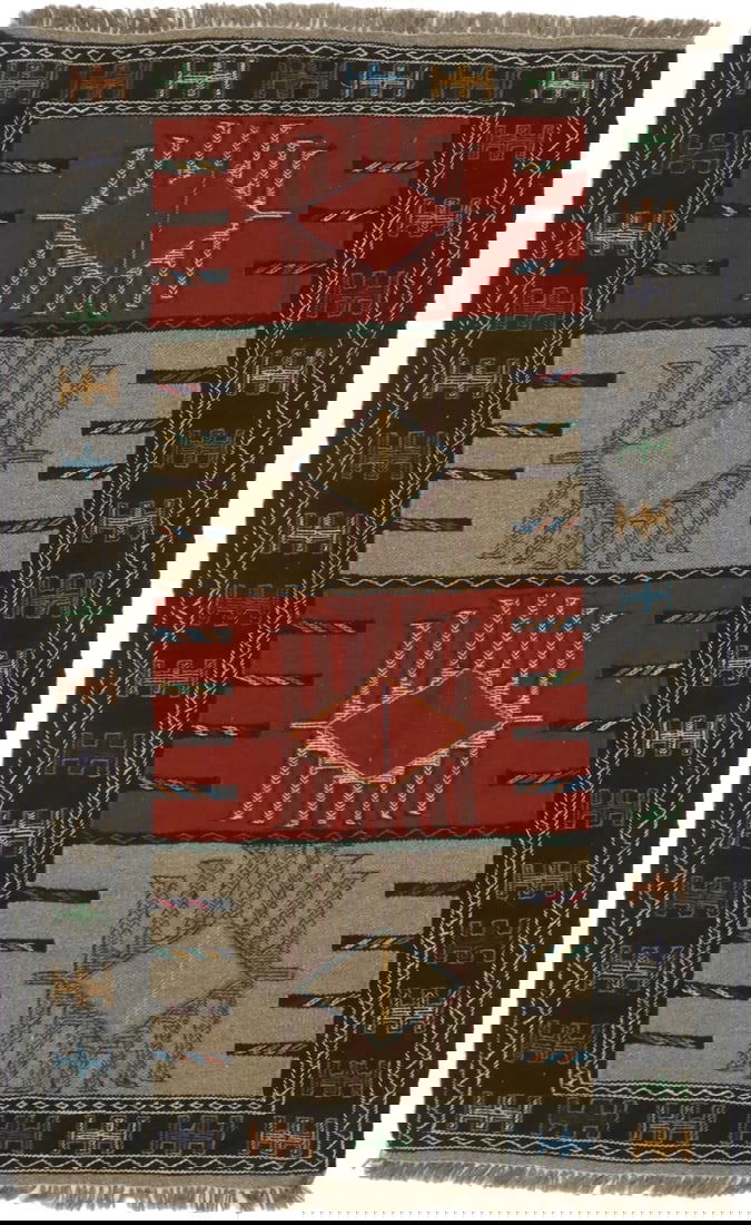 Khaki Tribal 4X6 Sumak Herati Persian Rug (1 of 16)