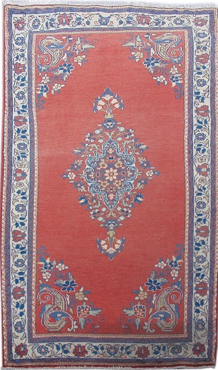 2.3 x 4.9 Red Persian Sarouk Rug 82007 (1 of 6)