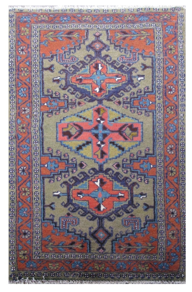 2.4 x 4.4 Khaki Brown Handmade Persian Vis Rug 81939 (1 of 5)