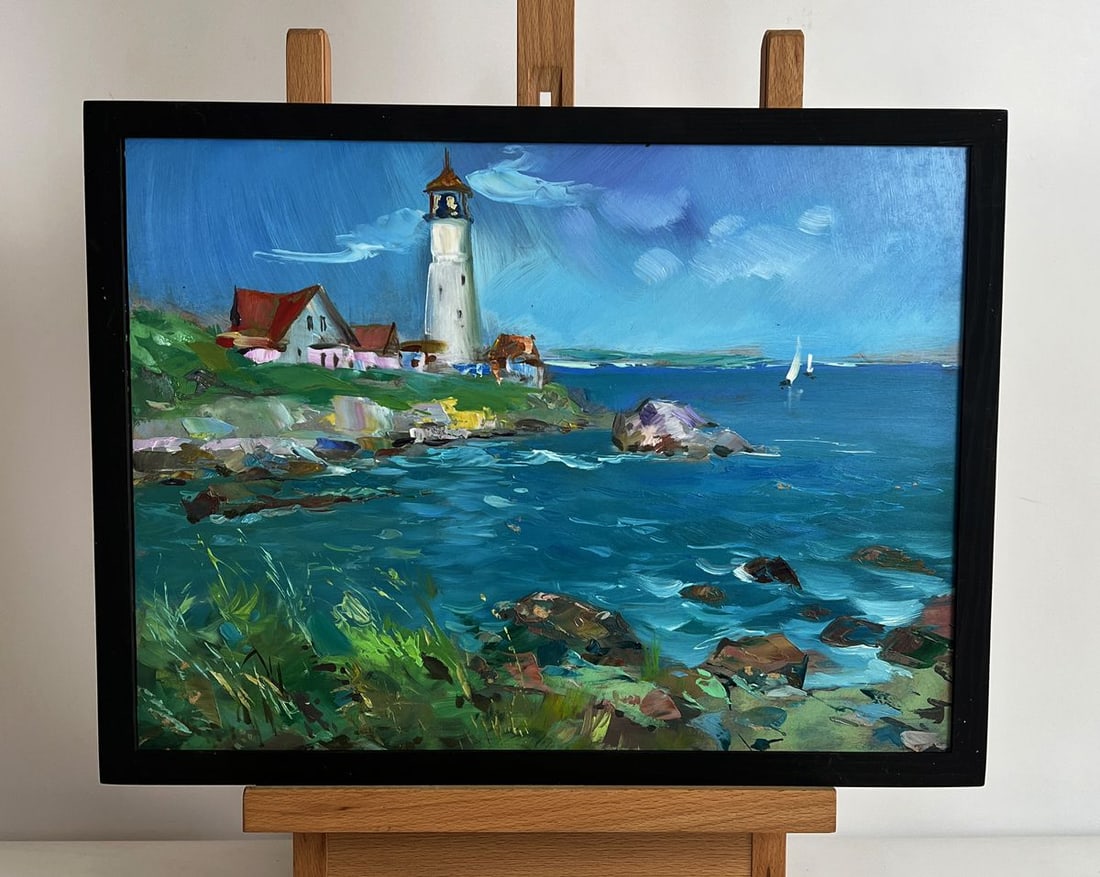 Oil painting Sea lighthouse Yuriy Suprunchuk: Title: Oil painting Sea lighthouse Yuriy Suprunchuk Description: ?AAA5969 *** ABOUT THIS PAINTING *** * TITLE: "Sea lighthouse" * ARTISTS: Yuriy Suprunchuk * SIZE: 30x40 cm/11.81x15.74 inches' * MEDIU