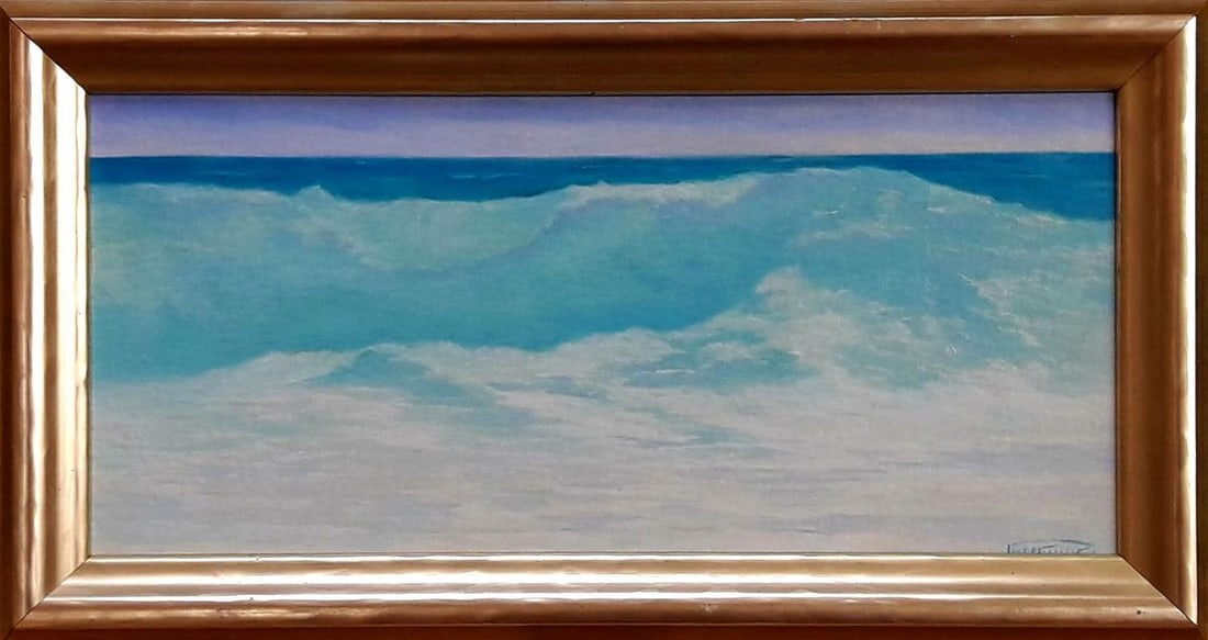 Oil painting Summer calm sea Vasily Korkishko: Title: Oil painting Summer calm sea Vasily Korkishko Description: ?Kork 193 *** ABOUT THIS PAINTING *** * TITLE: "Summer calm sea" * ARTISTS: Vasily Korkishko * SIZE: 18x38.5 cm/'7.08x15.15 inches' * 