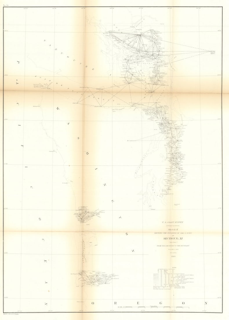 US Coast Survey §XI Washington/Oregon. Puget Sound to Tillamook Bay 1860 map (1 of 1)
