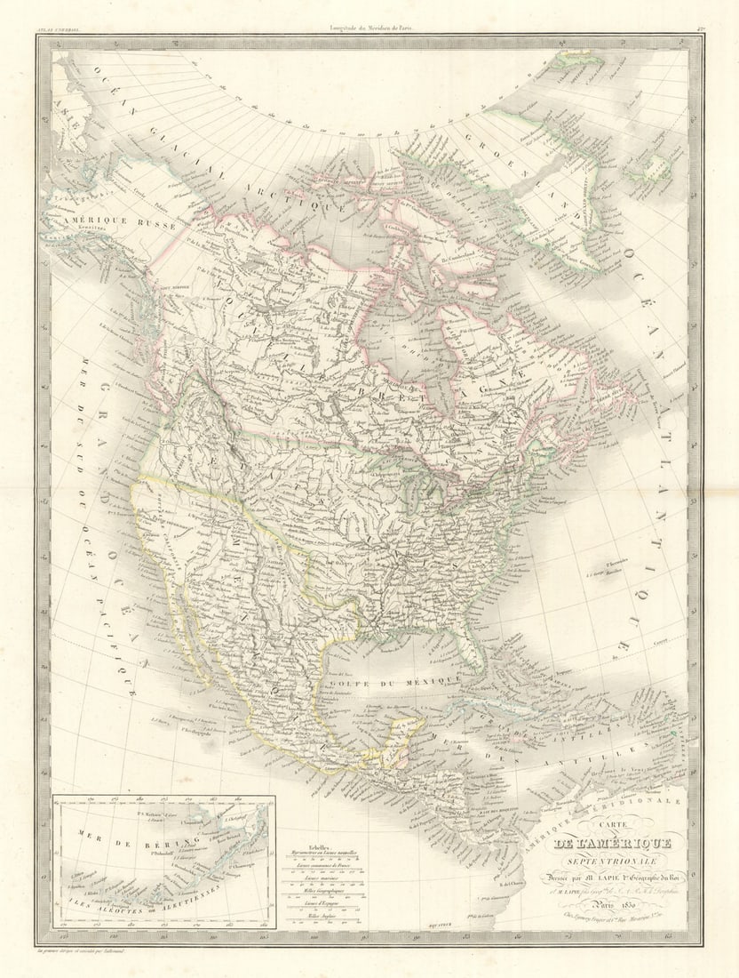 Carte de l'Amerique septentrionale. North America. United States. LAPIE 1830 map (1 of 1)