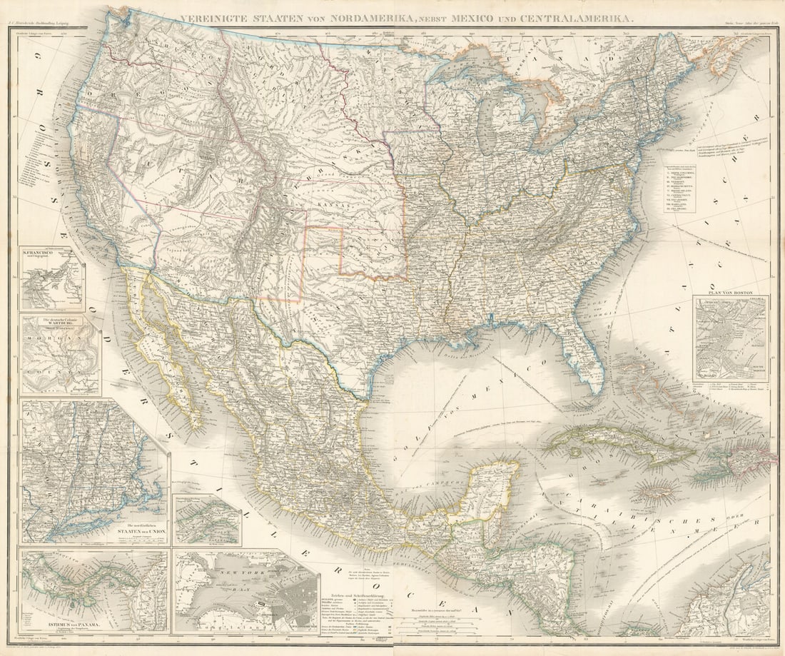 Vereingte Staaten… by Stein & Heck. Civil War USA. German colonies 1858 map (1 of 1)