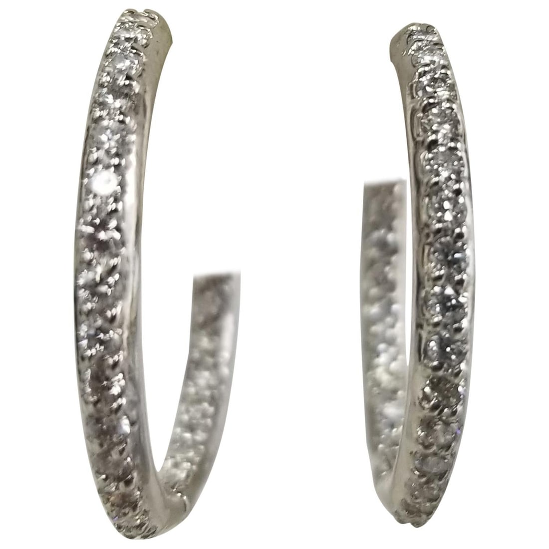 14 Karat White Gold Hoop Diamond Earrings (1 of 18)