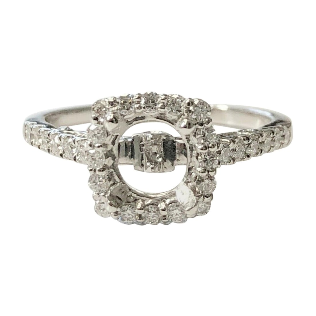 14 Karat White Gold Diamond Halo Ring That Can Fit a 1.50 Carat (1 of 18)